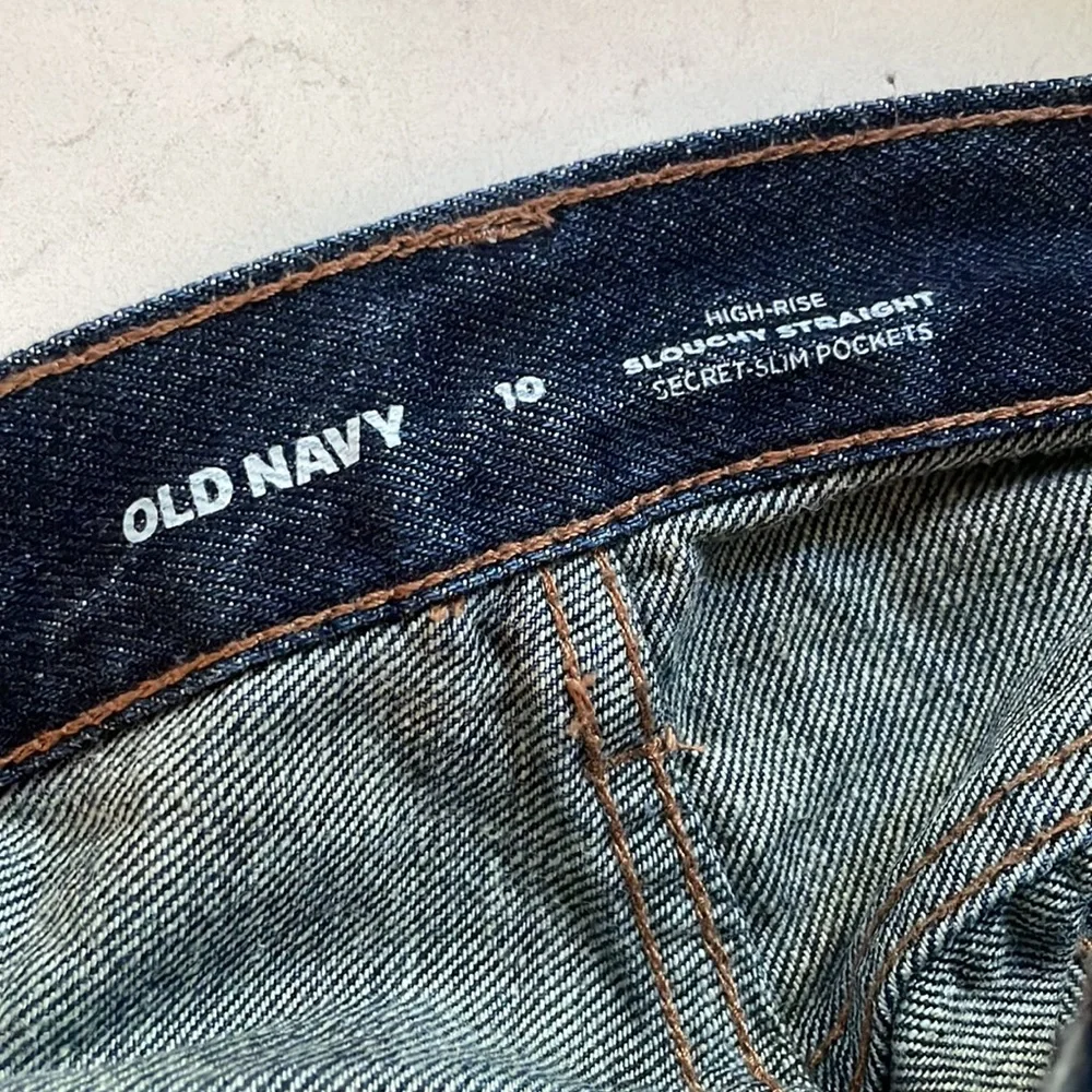 New Old Navy Slouchy Straight dark wash cropped jeans - Picture 2 of 8